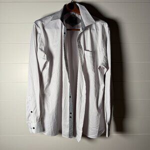 Flex Dress Shirt Mens XL Light Gray Long Sleeve Button Down